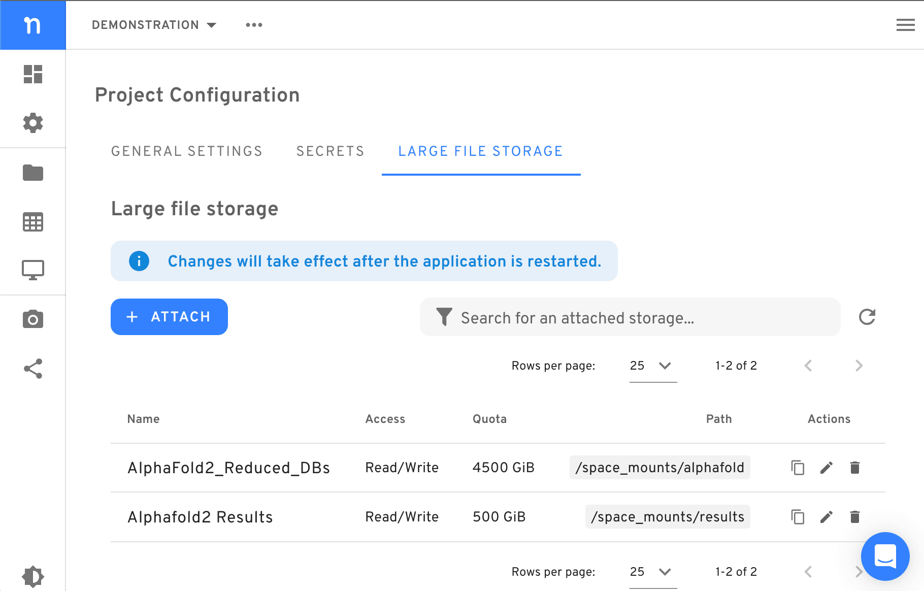 An example of using the Nuvolos large file storage solution to support research with AlphaFold2